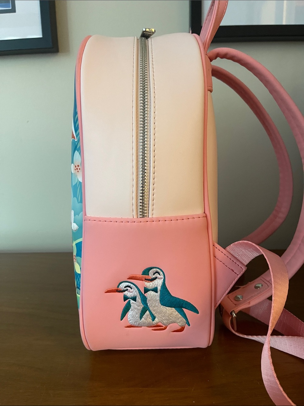 ON HOLD Disney Loungefly Mary Poppins Jolly Holiday Teal & Pink Mini Bag Used - Picture 3 of 8